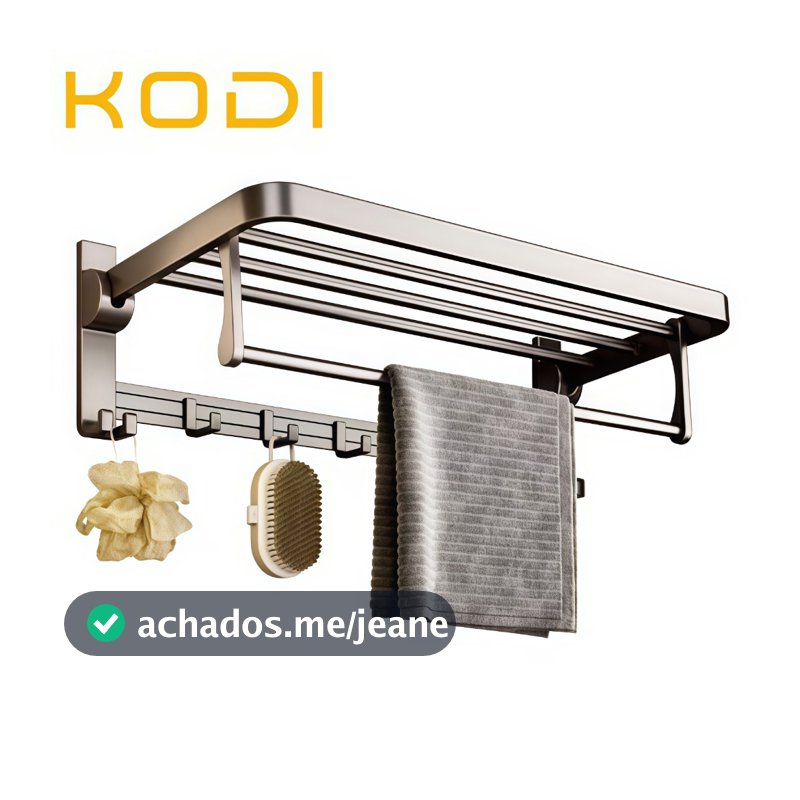 Porta Toalha Suporte Toalheiro Banheiro Duplo Aço Inox Premium Retratil 90° Adesivo Sem Furos
