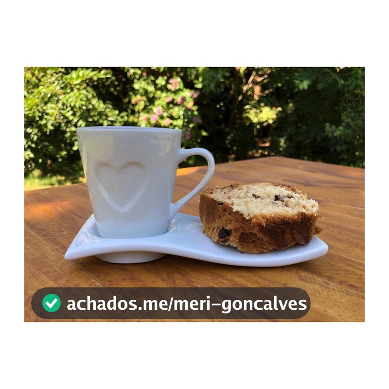 Kit Caneca Xícara Porcelana Branca 120ml  Coração Relevo + Pires Ondulado