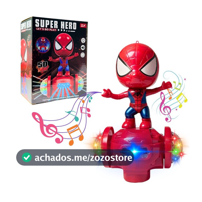 Brinquedo Robô Homem Aranha Dança com Luzes e Som Bate e Volta Brinquedo Infantil Marvel Presente