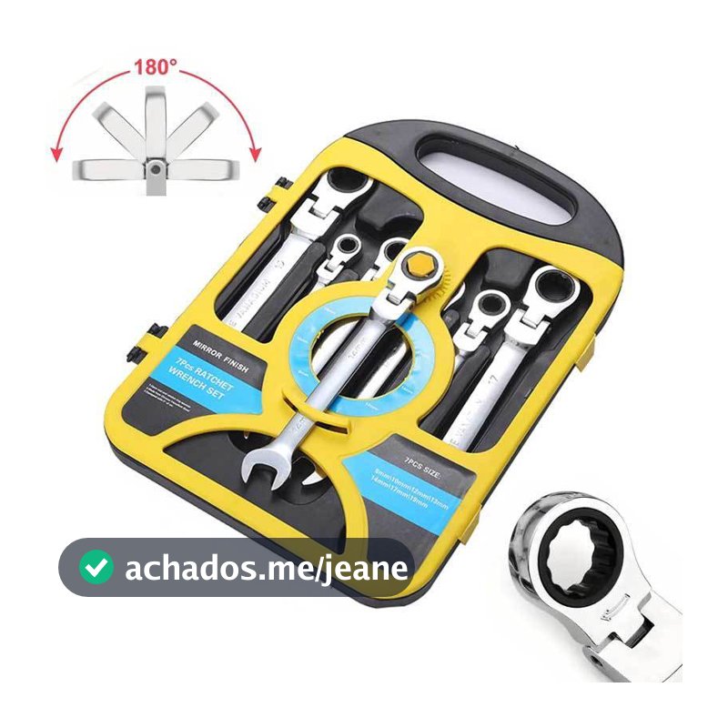 Jogo Chave Ferramenta Combinada Catraca Boca Profissional 7 Peças
