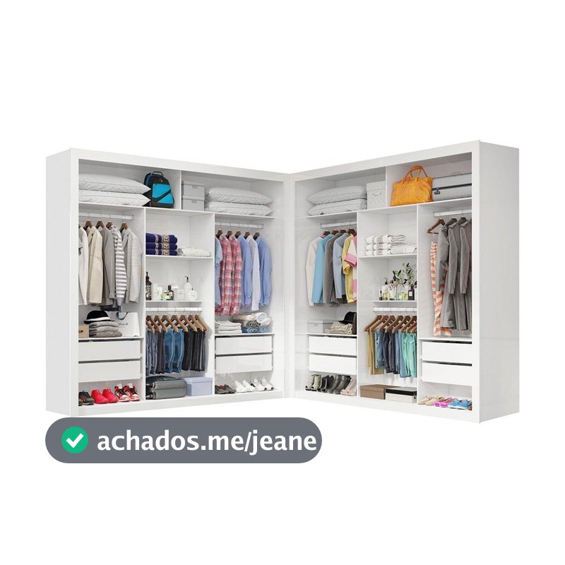 Closet Casal Premium Clarice 8 Gavetas Carioca Móveis Branco