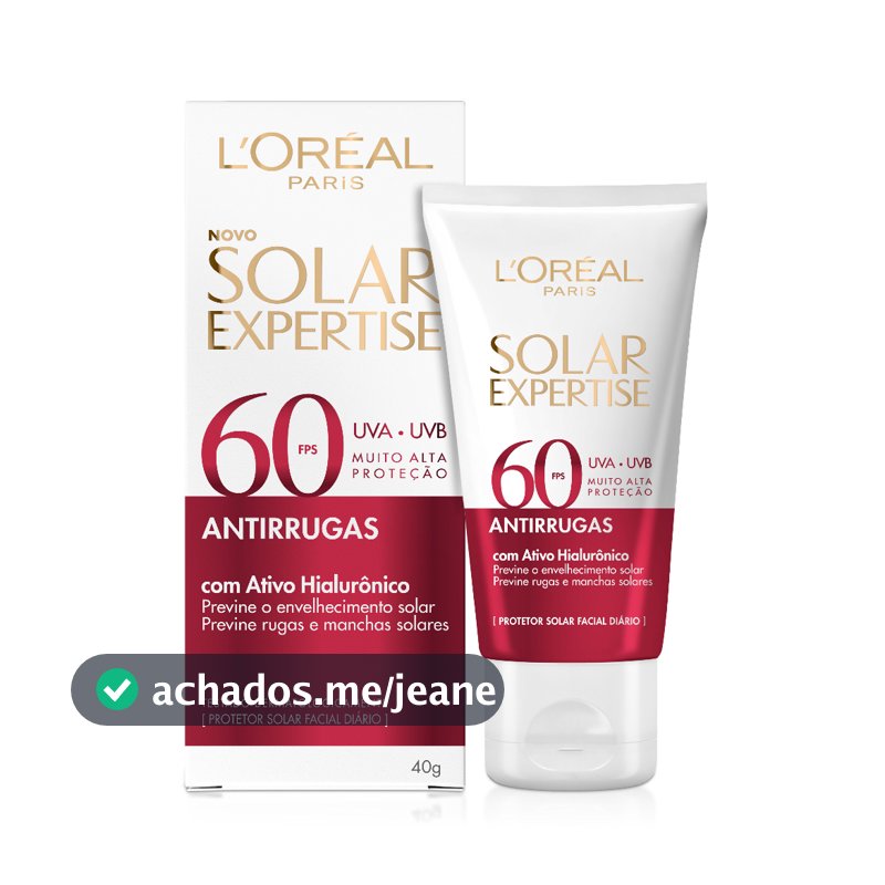 Protetor Solar Facial L'Oréal Paris Solar Expertise Antirrugas FPS 60, 40g