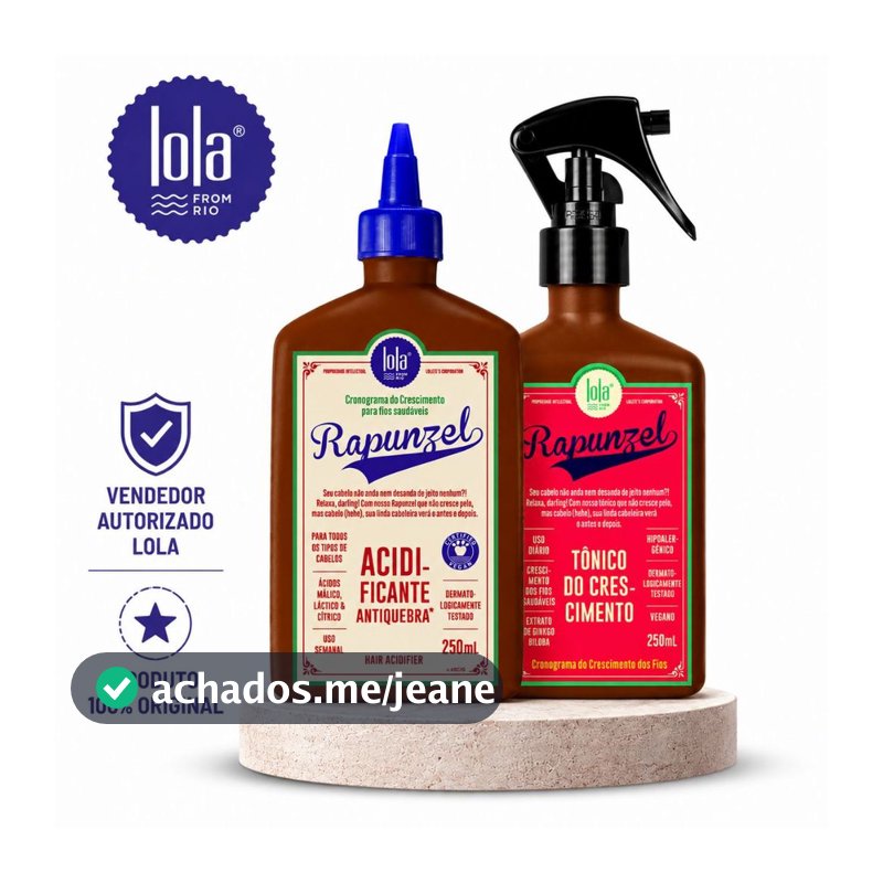 Kit Lola Cosmetics Rapunzel Original | Tônico Antiqueda 250ml + Acidificante 250ml | Crescimento e Fortalecimento