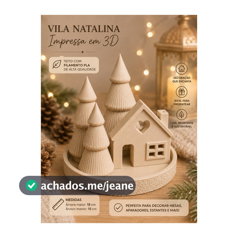 kit Vila natalina  minimalista japandi árvores casinha e bandeja