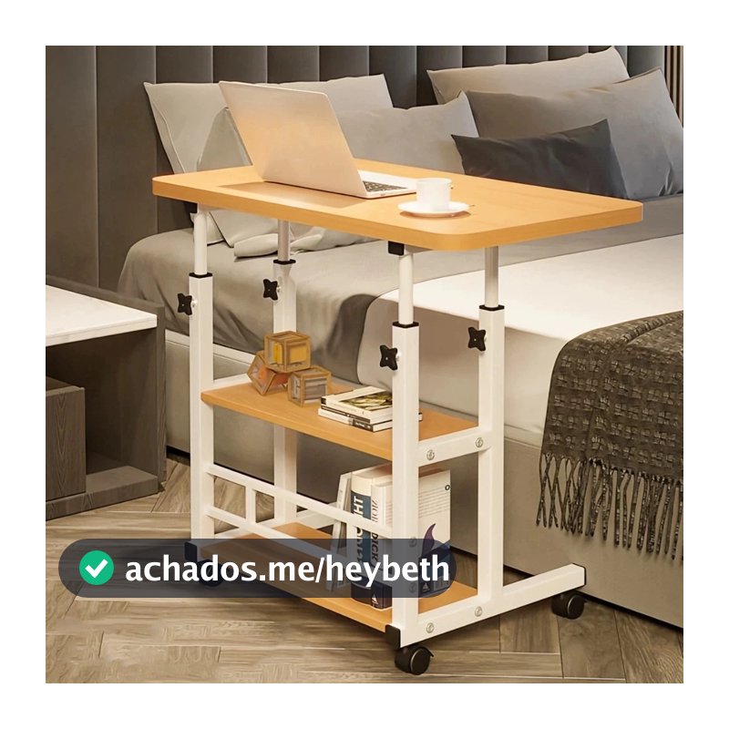 Mesa Multiuso Dupla Regulável Portátil para Laptop Tablet Sofá Cama com Rodinhas