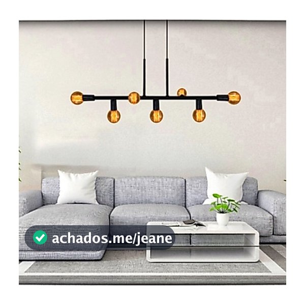 Lustre de teto Pendente Jabuticaba 7 Lâmpadas mesa de jantar e área Gourmet Cor PRETO