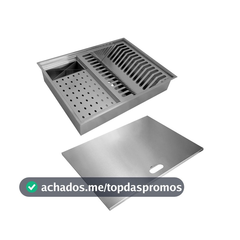 Calha Canal organizador Úmido de Cozinha com Tampa Inox 304 c/ 3 módulos 50x40 - Tubrax