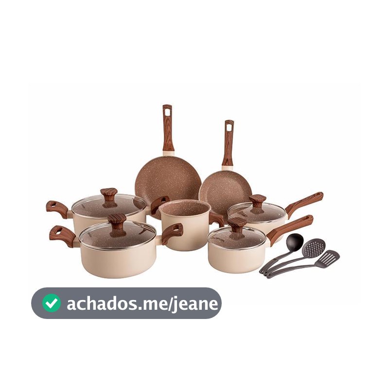 Jogo De Panelas Mimo Style 10 Peças Cerâmica Antiaderente Indução Creme