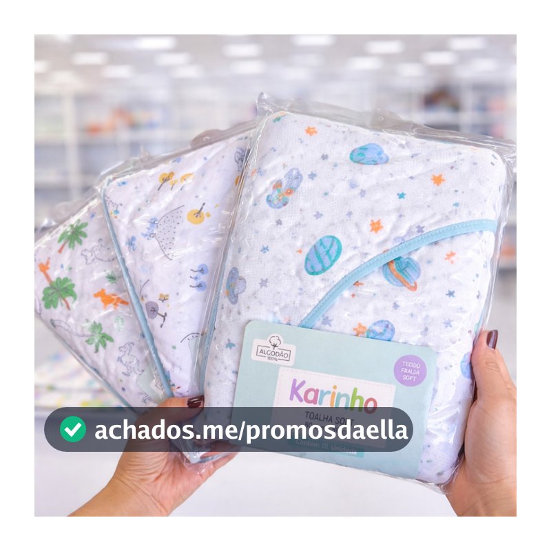 Kit 3 Toalhas de Banho Soft com Capuz para Bebê 100% Algodão 80x80cm Alta Absorção Macias Infantil