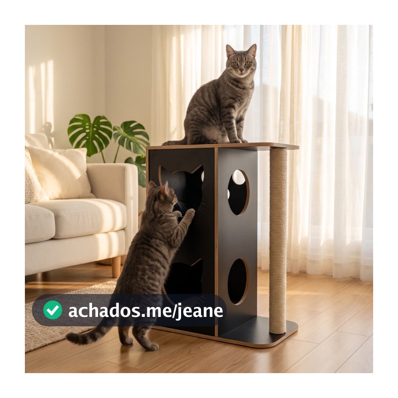 Arranhador para Gatos Grande MDF 15mm Reforçado Casinha de Gato com Arranhador Toca Torre Playground