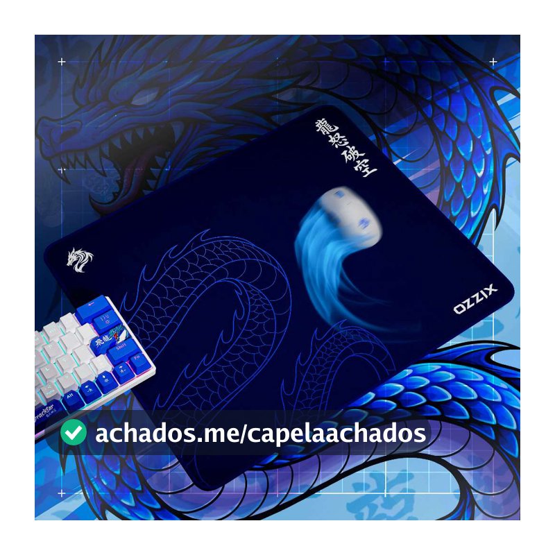 Mousepad Gamer Dracktar Quadrado 49x42 Profissional Microtexturizado Premium Design Dragão Japonês Ozzix