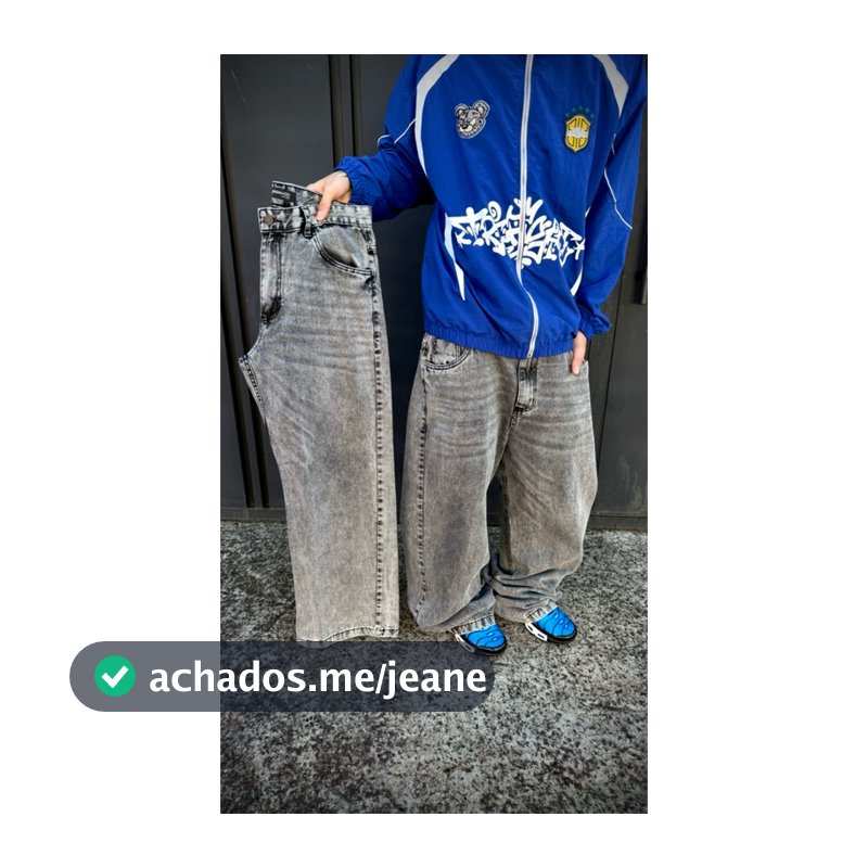 Calça Balão/Baggy Cinza Stoned Vintage Original Denim Diferenciada Sportlife Streetwear