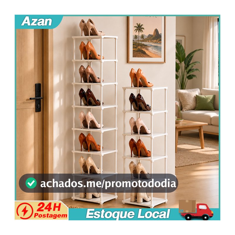 Prateleira Sapateira Branco 6 ou 9 Níveis Multiuso Desmontável para Organizar Sapatos Tênis e Chinelos