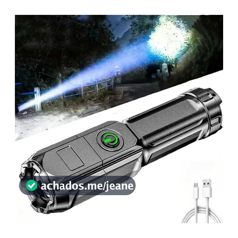 Lanterna LED Potente USB Recarregável Luz Forte 18650 Zoom Caça Pesca MT041-1 (1) MT041(1)