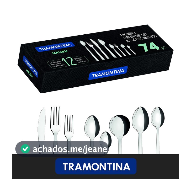 Faqueiro Aço Inox Tramontina Malibu 74 peças