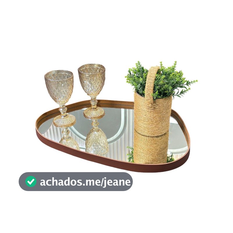 Bandeja Orgânica GRANDE Espelhada Couro Ecológico Decorativa Modelos Variados