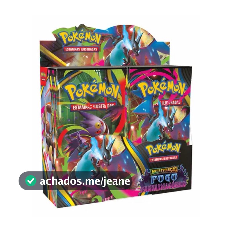 Booster Box Mega Evolução 02 Fogo Fantasmagórico - 216 Cartas com Mega Charizard X e Mega Gengar