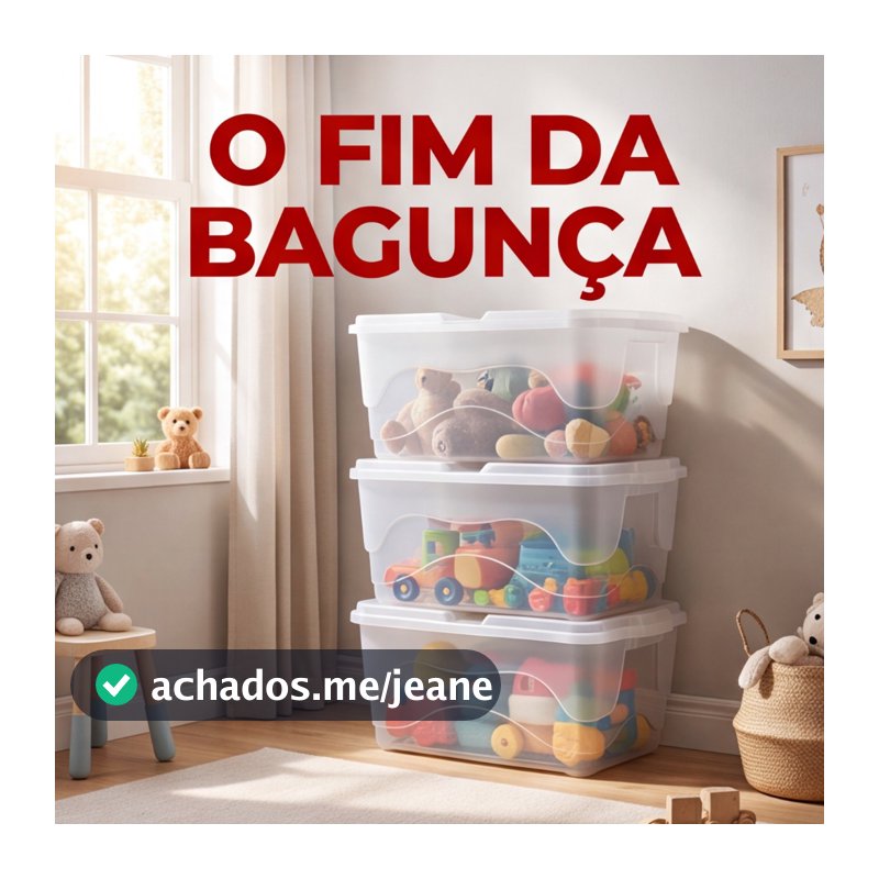 Kit 3 Caixas Container Organizadoras 20L Transparente De Plástico Para Brinquedos Roupas Livros