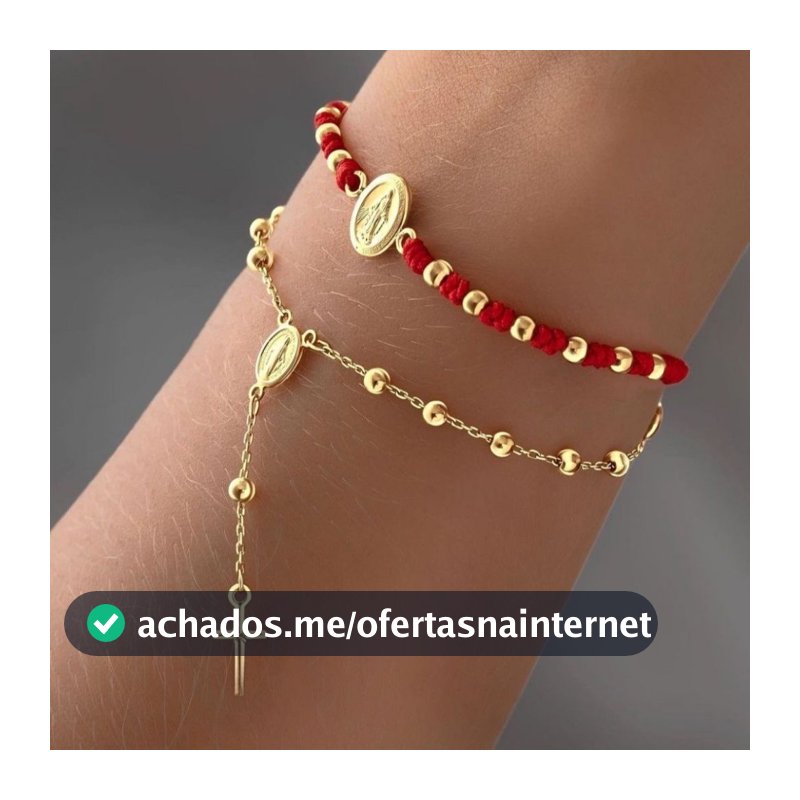 Pulseira Terço Nossa Senhora - Delicada Banhada Ouro 18k A Prata 925