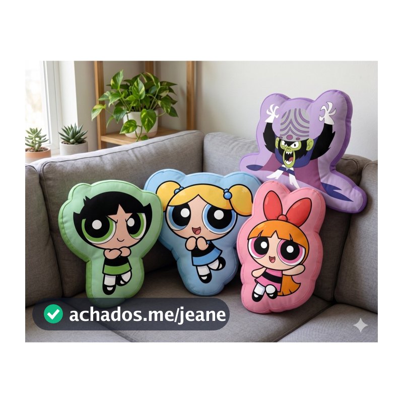 Almofada Meninas Superpoderosas 48cm | Lindinha, Florzinha, Docinho e Macaco Louco | Unitária ou Kit