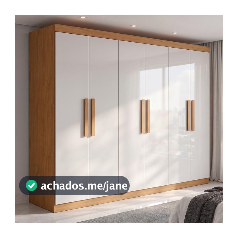 Guarda Roupa Casal 6 Portas Easy Slim Amendoa Clean/off White