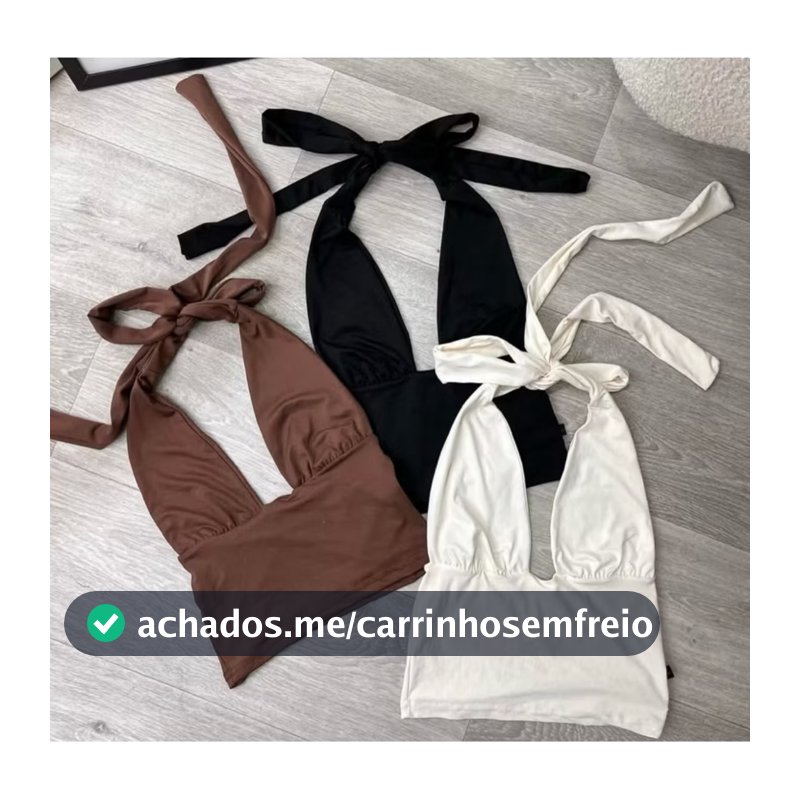 cropped multiformas, varias amarração frente unica na  cor off , marrom , preto . modinha feminina ,  tendencias estilos