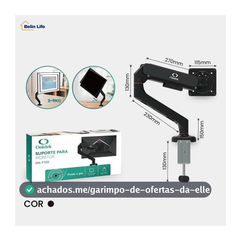 Suporte Monitor 13-32 Pistão a Gás Articulado Organizador Cabos