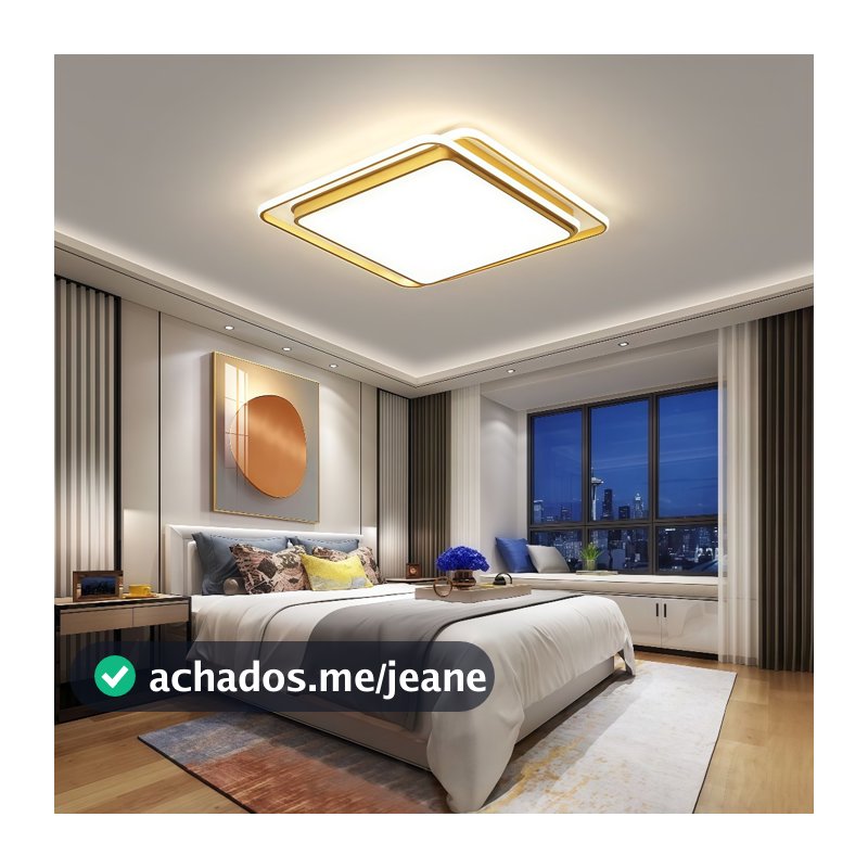 Luminária de LED de Sobrepor Quadrado Bivolt 3 Cores Com Luz Central Dupla Lustre de teto