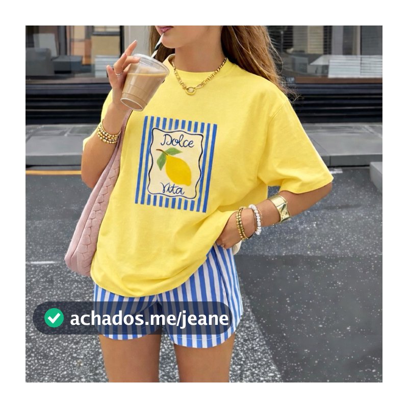 Camiseta Feminina Dolce Vita Limão  100% Algodão Premium Moda Verão Casual Trendy