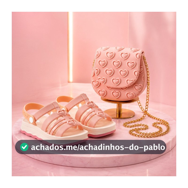 Kit Sandalia Infantil Menina com Bolsa de Coração