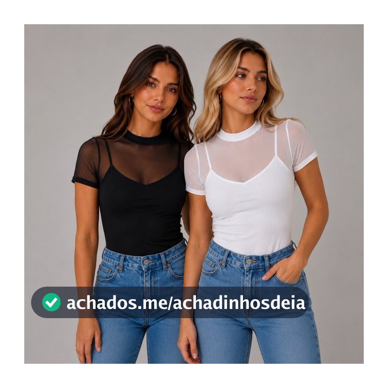 blusa tule meia manga transparente linha premium várias cores