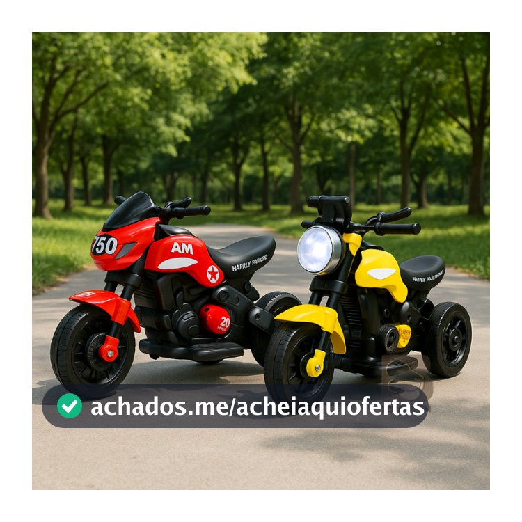 Mini Moto Elétrica Esportiva com Bateria Música Som Recarregável Triciclo Elétrico Infantil Até 30Kg