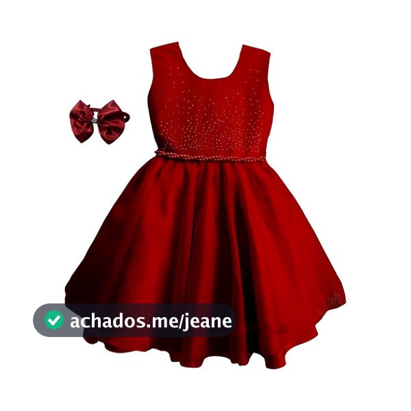 Vestido Luxo Infantil Meninas Festa Natal Vermelho Formatura com Tiara