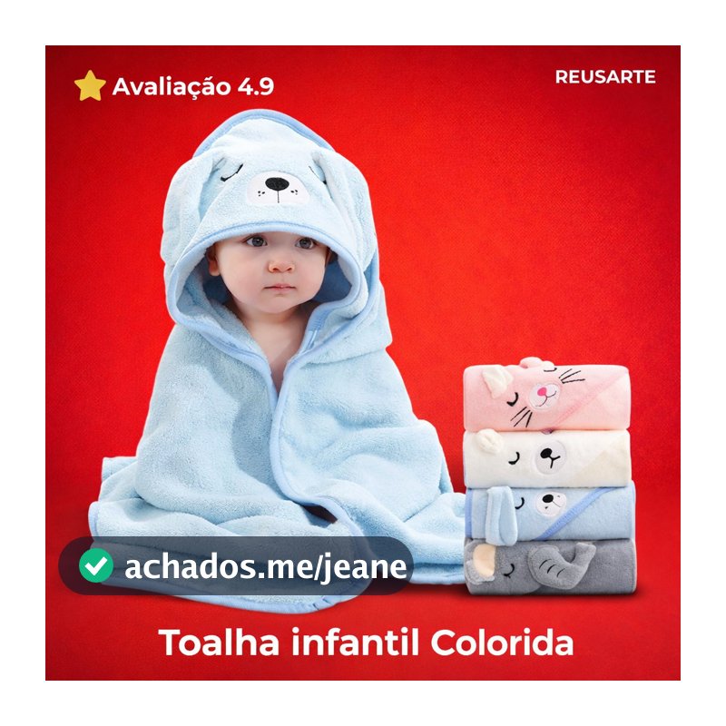 Toalha Banho Bebê Capuz Roupão Infantil Recém Nascido Criança Bichinho Bordado