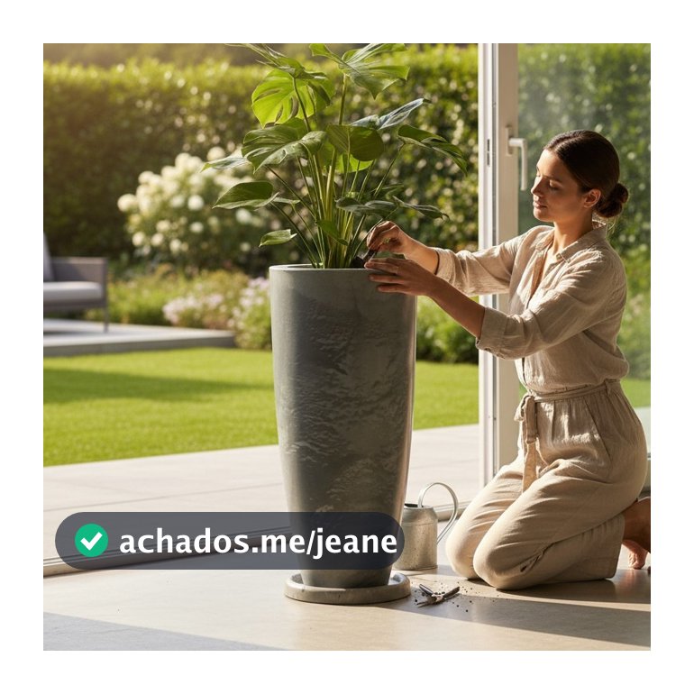 Vaso Polietileno Luxo Marmorizado Ibiza Decorativo Jardim Sala Área Externa Leve Resistente 62x31