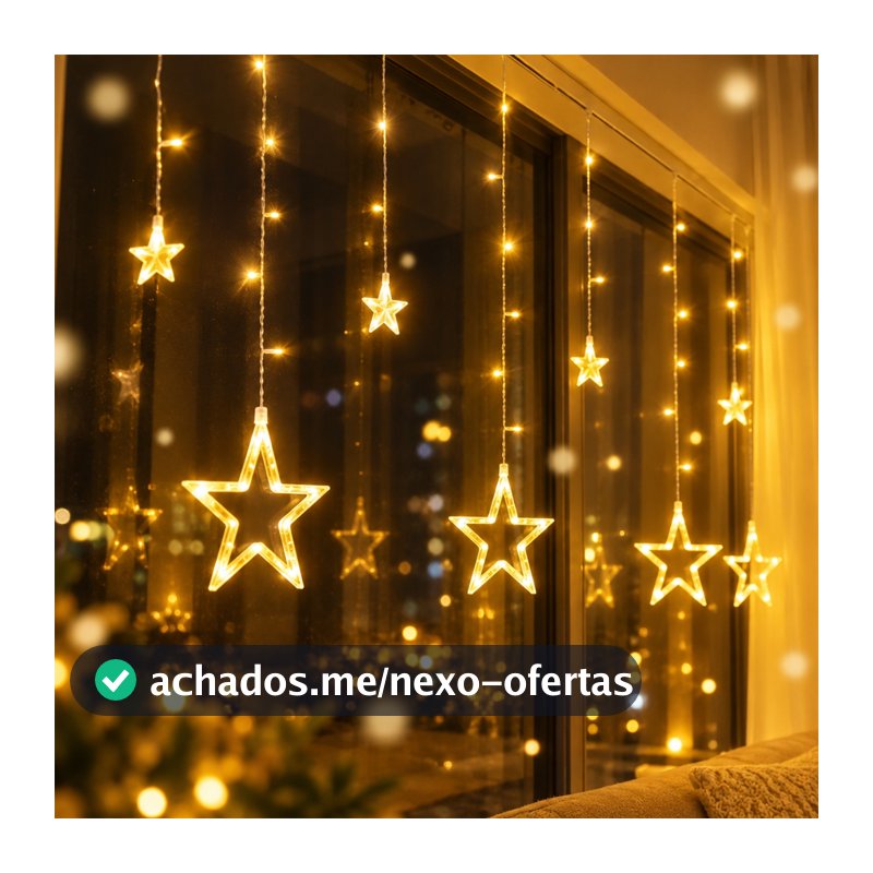 Luz De LED Decoração De Natal Estrela Lua Pisca Pisca Cascata Enfeites De Natal Luz Quente Intermitente Para Casa Festa
