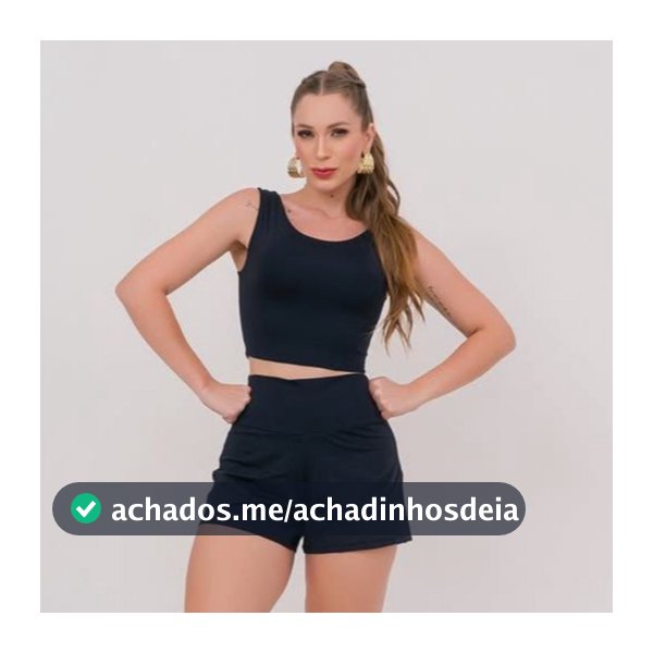 Conjunto Fitness Feminino Poliamida Top Cropped  e Short Duplo 2 em 1 Com Bolso Traseiro Academia Corrida Treino