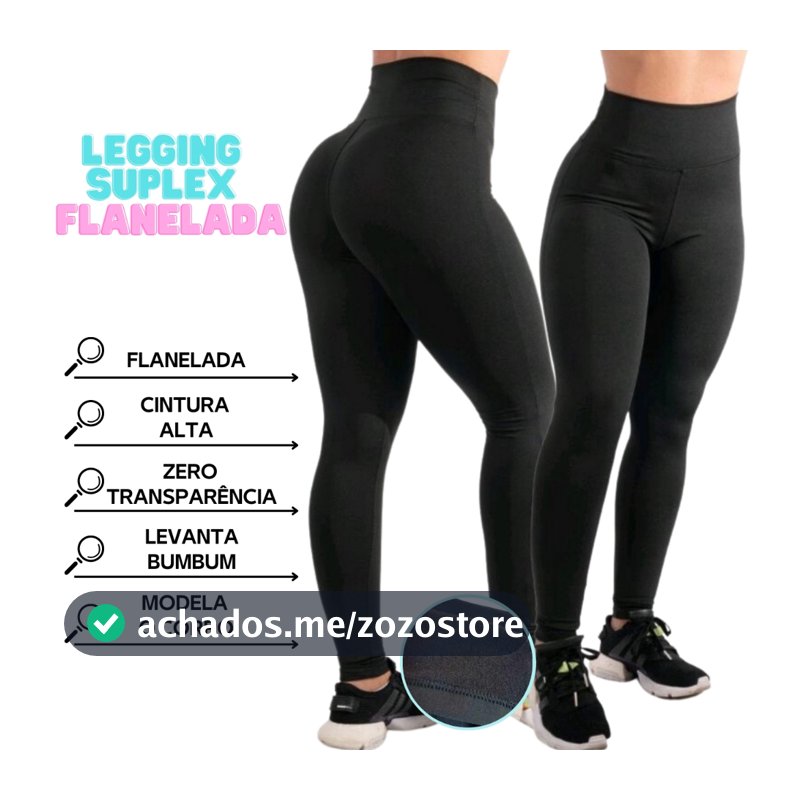 Legging Flanelada Grossa Calça Leg Peluciada Forrada Por Dentro Costura Reforçada Calça Térmica
