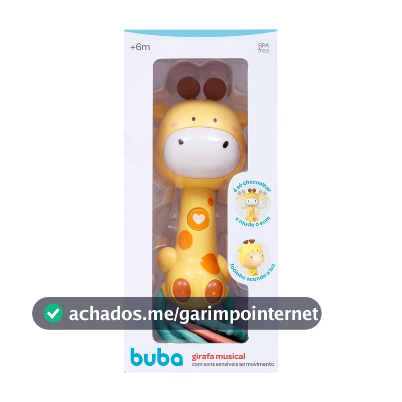 Girafa Musical Com Luz e Som Mordedor  Baby Girafinha Brinquedo Bebê Infantil