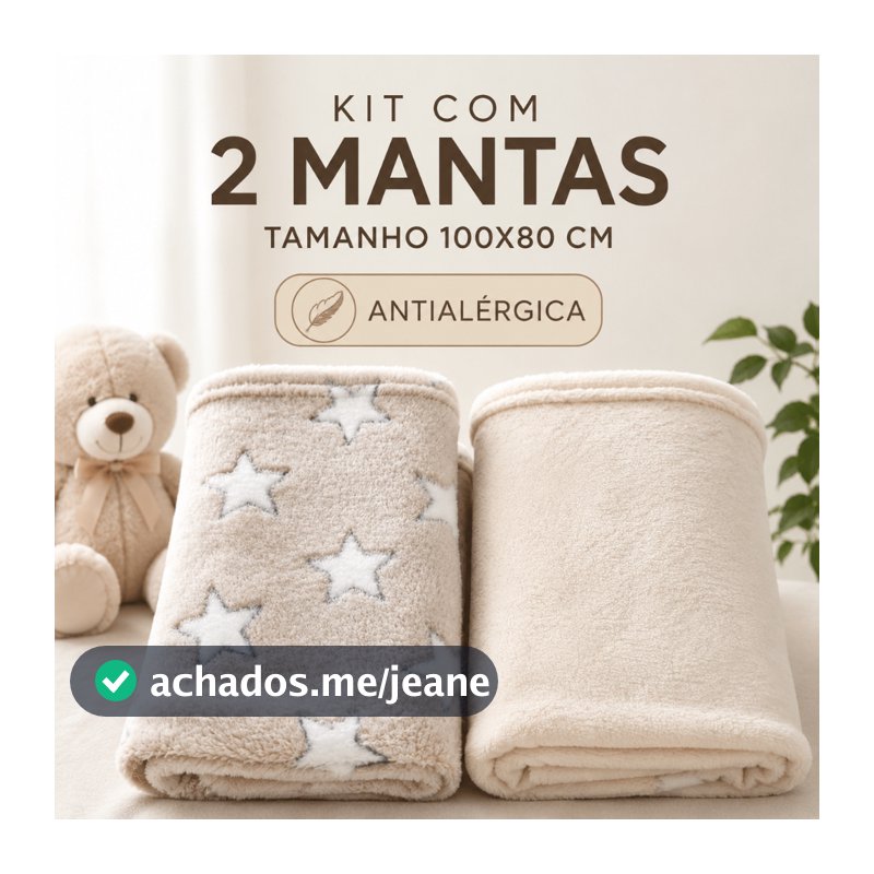 2 Mantas de Bebe Menino Menina Cobertor Microfibra Saída Maternidade Mantinha Macias Frio 100x 80 cm