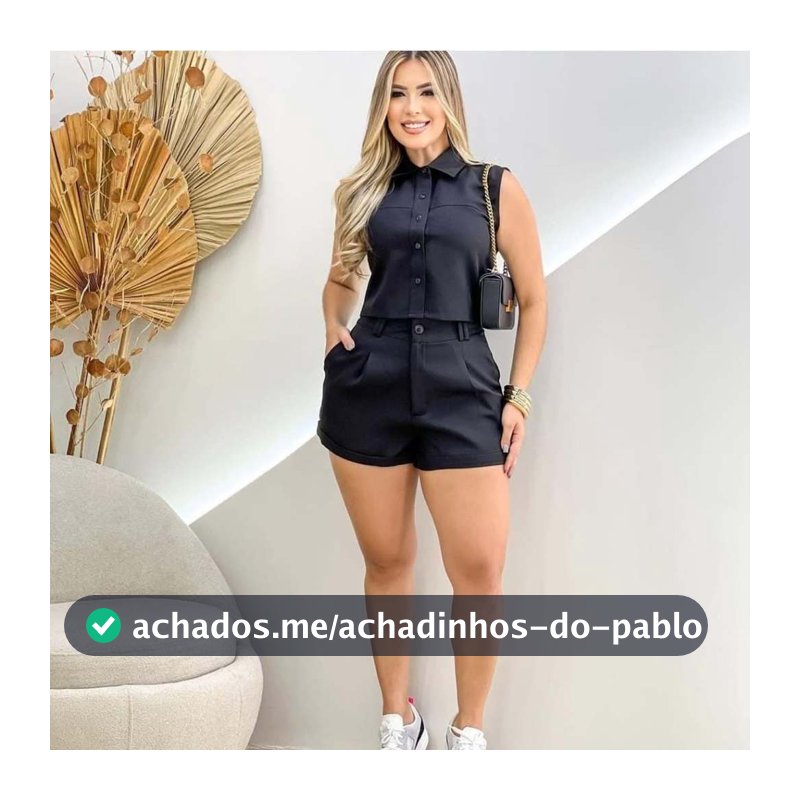 Conjunto feminino Social Colete com botões e Short em alfaiataria