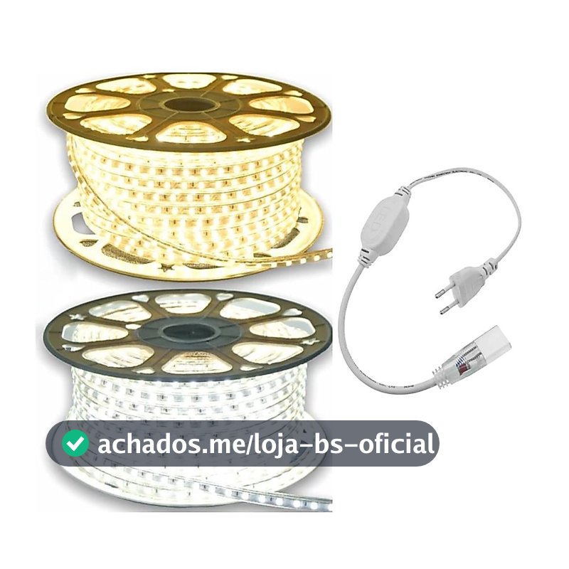 Fita Mangueira LED 5050 Branco Frio/Quente 110v/220v Com Conector Para Decoração