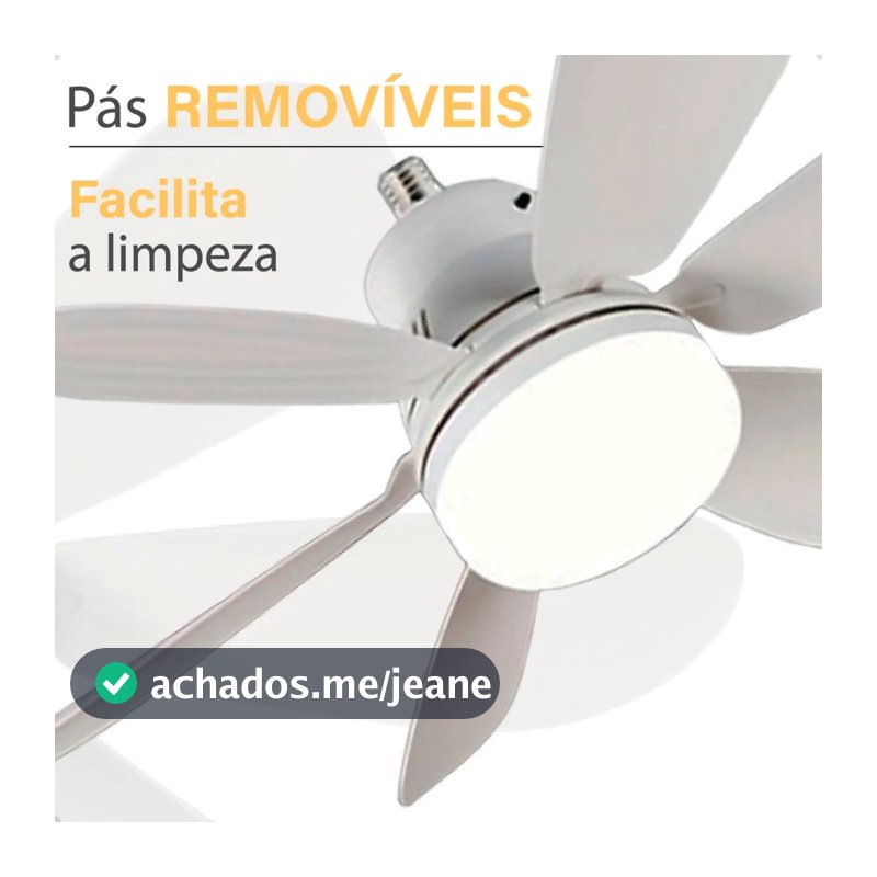 Ventilador de Teto Com Luz 60w Led 3 Tipos de Luz + Controle Remoto Ventilador C/ 6 Hélices Bivolt