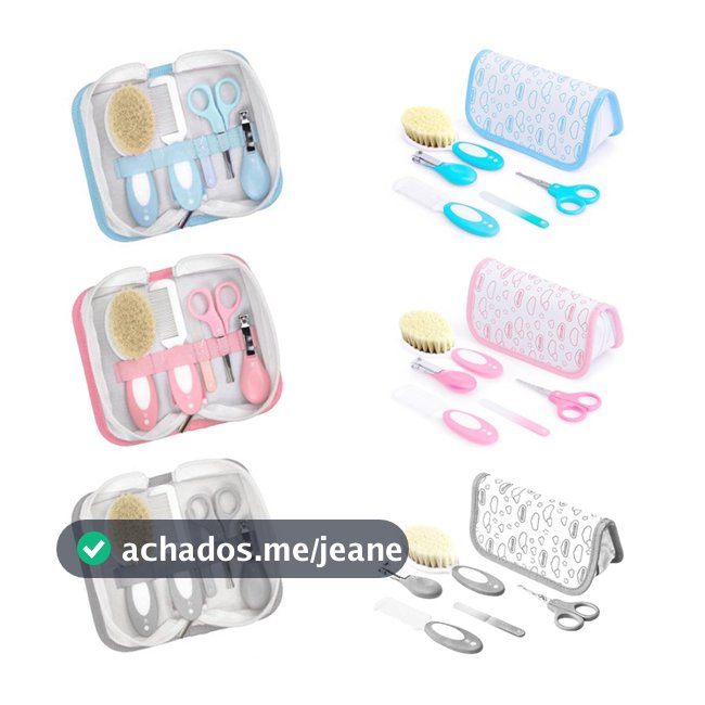 Kit Higiene Cuidados Para O Bebê 5 Peças Com Nécessaire Escova Com Cerdas Naturais - Pimpolho