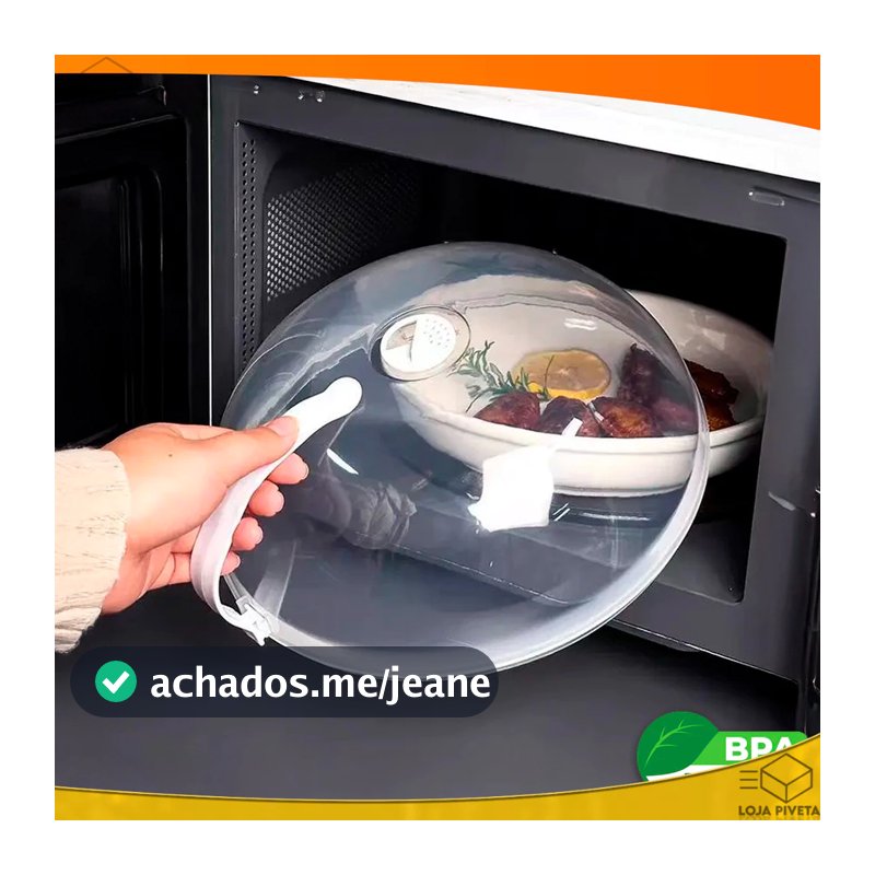 Tampa De Microondas Para Alimentos Com Válvula e Alça De Plastico Diâmetro 9x25,5cm OFERTA