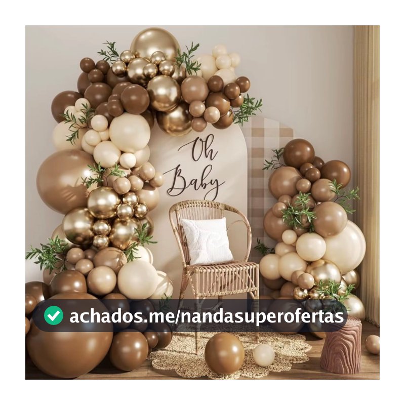 Kit 135/70 Balões Marrom, Bege, Dourado Desconstruído Chá de bebê / Revelação / Aniversário 5’ 9’ 16’ arco guirlanda