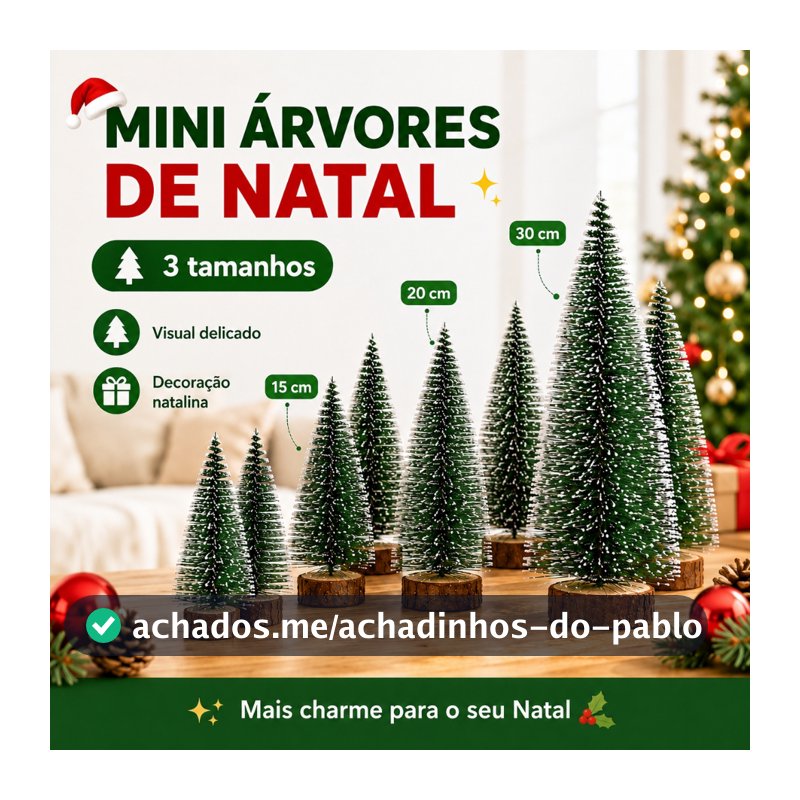 15/20/30cm Mini Pinheiro de Natal com Luzes Efeito Nevado Decoração de Mesa