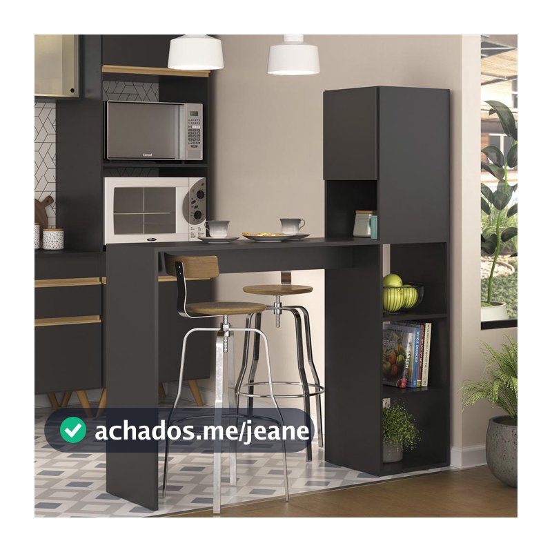 Armário Balcão / Bancada de Cozinha com 1 Porta e 3 Nichos MP6004 Multimóveis Preto