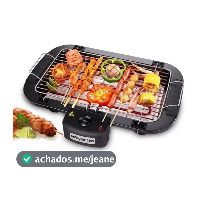 Churrasqueira Elétrica Interior Exterior Sem fumaça Grelhador Portátil Cozinha 110v