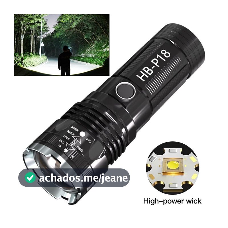 Lanterna Laser Branco Alta Potência 4500mAh Zoom Telescópico 3km Ultra-Longo Alcance